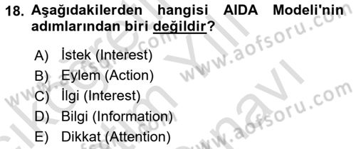 Halkla İlişkiler Dersi 2021 - 2022 Yılı (Vize) Ara Sınav Soruları 18. Soru