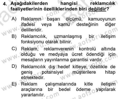 Halkla İlişkiler Dersi 2021 - 2022 Yılı (Vize) Ara Sınav Soruları 4. Soru