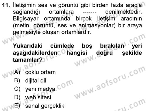 Halkla İlişkiler Dersi 2021 - 2022 Yılı (Final) Dönem Sonu Sınav Soruları 11. Soru