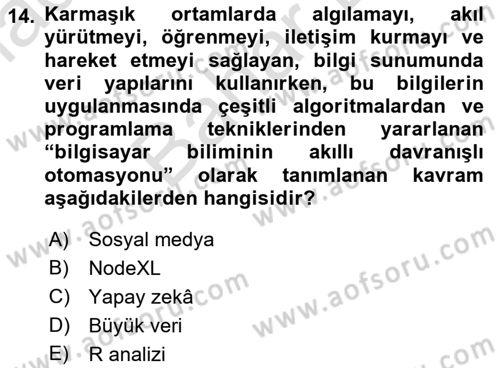 Halkla İlişkiler Dersi 2021 - 2022 Yılı (Final) Dönem Sonu Sınav Soruları 14. Soru