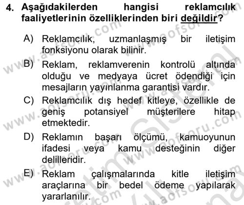 Halkla İlişkiler Dersi 2021 - 2022 Yılı (Final) Dönem Sonu Sınav Soruları 4. Soru
