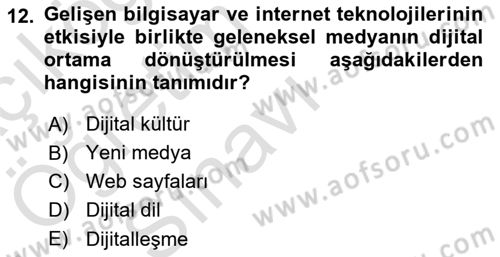 Halkla İlişkiler Dersi 2021 - 2022 Yılı Yaz Okulu Sınav Soruları 12. Soru