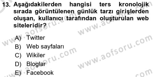Halkla İlişkiler Dersi 2021 - 2022 Yılı Yaz Okulu Sınav Soruları 13. Soru
