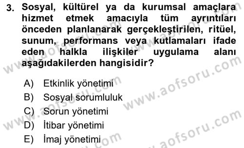 Halkla İlişkiler Dersi 2021 - 2022 Yılı Yaz Okulu Sınav Soruları 3. Soru