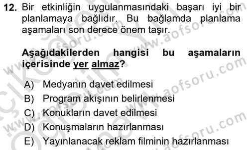 Halkla İlişkiler Dersi 2022 - 2023 Yılı Yaz Okulu Sınav Soruları 12. Soru