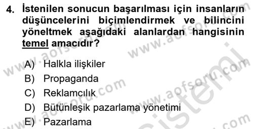 Halkla İlişkiler Dersi 2022 - 2023 Yılı Yaz Okulu Sınavı 4. Soru