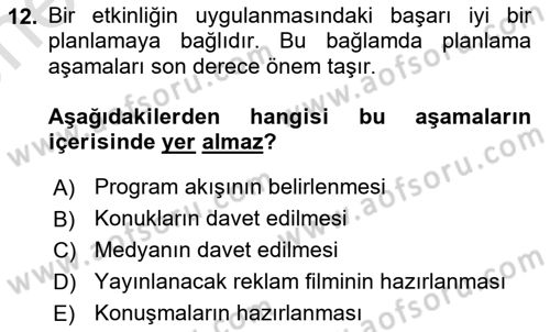 Halkla İlişkiler Dersi 2023 - 2024 Yılı (Vize) Ara Sınav Soruları 12. Soru