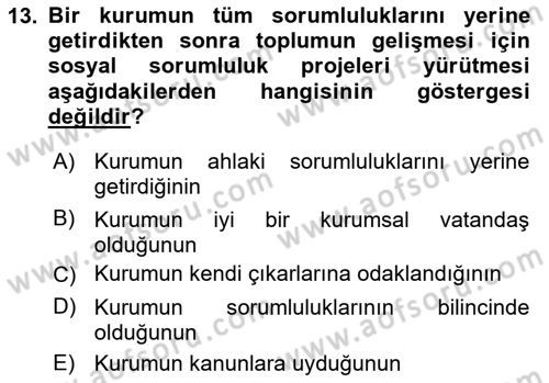 Halkla İlişkiler Dersi 2023 - 2024 Yılı (Final) Dönem Sonu Sınav Soruları 13. Soru