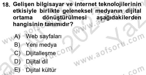 Halkla İlişkiler Dersi 2023 - 2024 Yılı Yaz Okulu Sınav Soruları 18. Soru