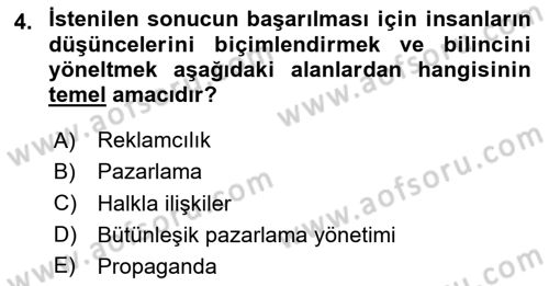 Halkla İlişkiler Dersi 2023 - 2024 Yılı Yaz Okulu Sınav Soruları 4. Soru