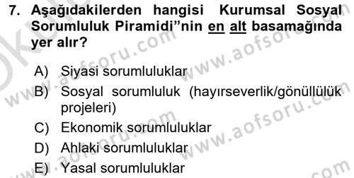 Halkla İlişkiler Dersi 2023 - 2024 Yılı Yaz Okulu Sınav Soruları 7. Soru