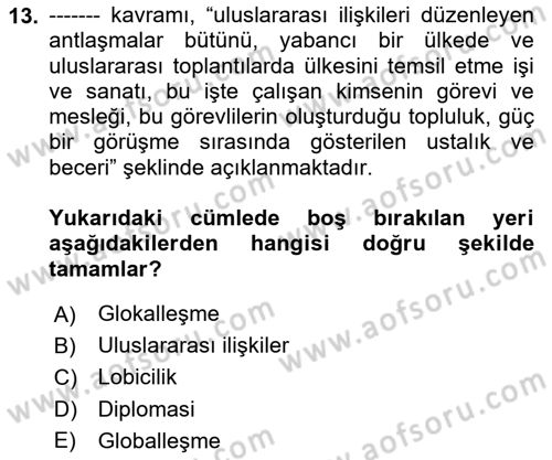 Halkla İlişkiler Dersi 2024 - 2025 Yılı (Vize) Ara Sınav Soruları 13. Soru