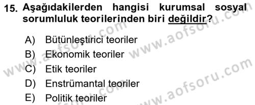 Halkla İlişkiler Dersi 2024 - 2025 Yılı (Vize) Ara Sınav Soruları 15. Soru