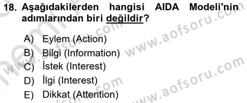 Halkla İlişkiler Dersi 2024 - 2025 Yılı (Vize) Ara Sınav Soruları 18. Soru