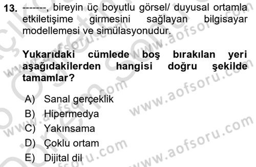 Halkla İlişkiler Dersi 2024 - 2025 Yılı (Final) Dönem Sonu Sınav Soruları 13. Soru