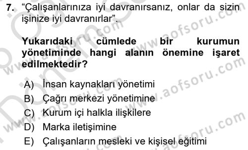 Halkla İlişkiler Dersi 2024 - 2025 Yılı (Final) Dönem Sonu Sınav Soruları 7. Soru