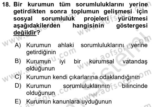 Halkla İlişkiler Dersi 2024 - 2025 Yılı Yaz Okulu Sınav Soruları 18. Soru