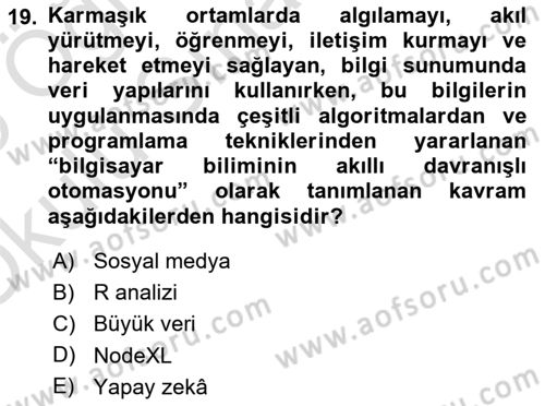 Halkla İlişkiler Dersi 2024 - 2025 Yılı Yaz Okulu Sınav Soruları 19. Soru