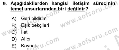 Halkla İlişkiler Dersi 2024 - 2025 Yılı Yaz Okulu Sınav Soruları 9. Soru