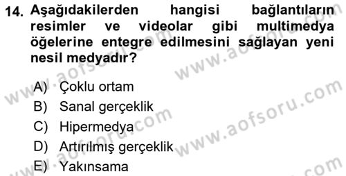 Halkla İlişkiler Dersi 2025 - 2026 Yılı (Final) Dönem Sonu Sınav Soruları 14. Soru