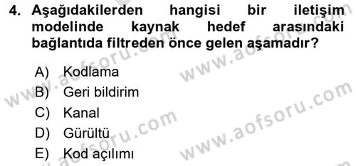 Halkla İlişkiler Dersi 2025 - 2026 Yılı (Final) Dönem Sonu Sınav Soruları 4. Soru