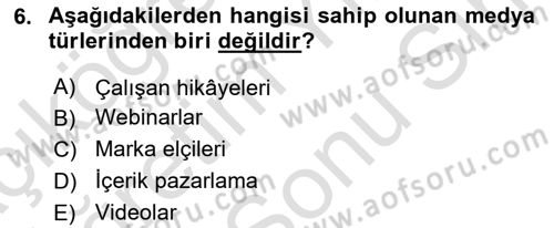Halkla İlişkiler Dersi 2025 - 2026 Yılı (Final) Dönem Sonu Sınav Soruları 6. Soru