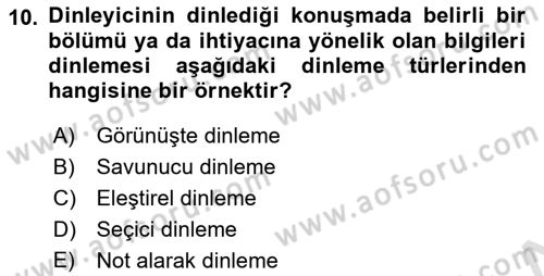 Halkla İlişkilerde Etkili İletişim Dersi 2021 - 2022 Yılı (Vize) Ara Sınav Soruları 10. Soru