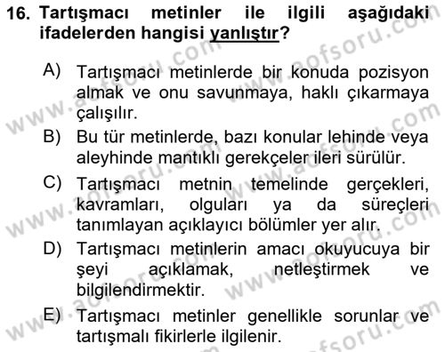 Halkla İlişkilerde Etkili İletişim Dersi 2021 - 2022 Yılı (Vize) Ara Sınav Soruları 16. Soru