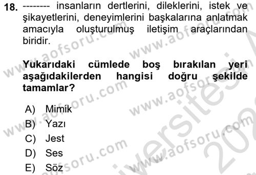 Halkla İlişkilerde Etkili İletişim Dersi 2021 - 2022 Yılı (Vize) Ara Sınav Soruları 18. Soru