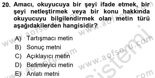 Halkla İlişkilerde Etkili İletişim Dersi 2021 - 2022 Yılı (Vize) Ara Sınav Soruları 20. Soru