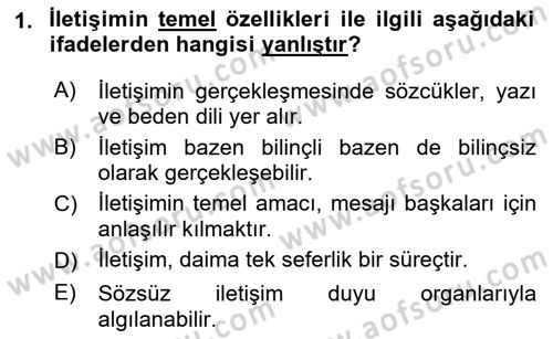 Halkla İlişkilerde Etkili İletişim Dersi 2021 - 2022 Yılı Yaz Okulu Sınav Soruları 1. Soru