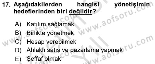 Halkla İlişkilerde Etkili İletişim Dersi 2021 - 2022 Yılı Yaz Okulu Sınav Soruları 17. Soru