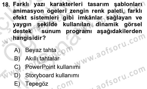 Halkla İlişkilerde Etkili İletişim Dersi 2021 - 2022 Yılı Yaz Okulu Sınav Soruları 18. Soru