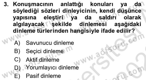Halkla İlişkilerde Etkili İletişim Dersi 2021 - 2022 Yılı Yaz Okulu Sınav Soruları 3. Soru
