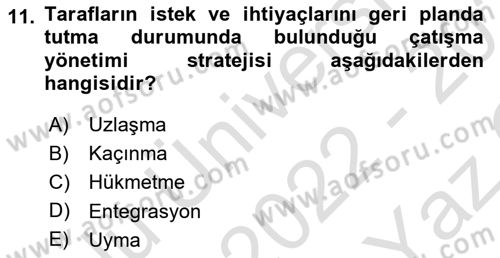 Halkla İlişkilerde Etkili İletişim Dersi 2022 - 2023 Yılı Yaz Okulu Sınav Soruları 11. Soru