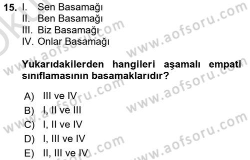 Halkla İlişkilerde Etkili İletişim Dersi 2022 - 2023 Yılı Yaz Okulu Sınav Soruları 15. Soru