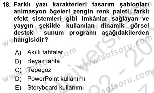 Halkla İlişkilerde Etkili İletişim Dersi 2022 - 2023 Yılı Yaz Okulu Sınav Soruları 18. Soru