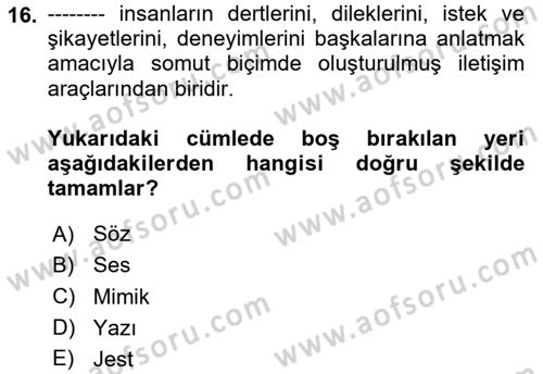 Halkla İlişkilerde Etkili İletişim Dersi 2023 - 2024 Yılı (Vize) Ara Sınav Soruları 16. Soru