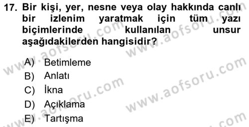 Halkla İlişkilerde Etkili İletişim Dersi 2023 - 2024 Yılı (Vize) Ara Sınav Soruları 17. Soru