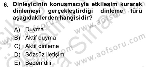 Halkla İlişkilerde Etkili İletişim Dersi 2023 - 2024 Yılı (Vize) Ara Sınav Soruları 6. Soru