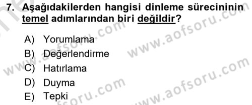Halkla İlişkilerde Etkili İletişim Dersi 2023 - 2024 Yılı (Vize) Ara Sınav Soruları 7. Soru