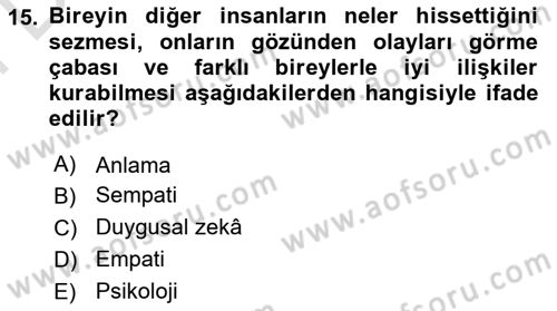 Halkla İlişkilerde Etkili İletişim Dersi 2023 - 2024 Yılı (Final) Dönem Sonu Sınav Soruları 15. Soru