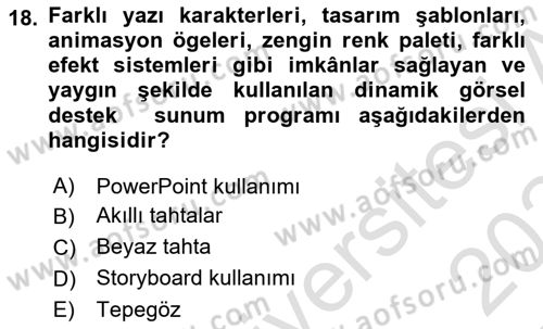 Halkla İlişkilerde Etkili İletişim Dersi 2023 - 2024 Yılı (Final) Dönem Sonu Sınav Soruları 18. Soru