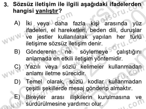 Halkla İlişkilerde Etkili İletişim Dersi 2023 - 2024 Yılı (Final) Dönem Sonu Sınav Soruları 3. Soru