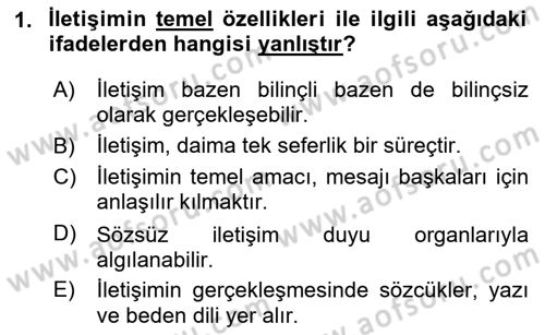 Halkla İlişkilerde Etkili İletişim Dersi 2024 - 2025 Yılı (Vize) Ara Sınav Soruları 1. Soru