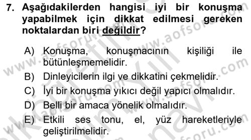 Halkla İlişkilerde Etkili İletişim Dersi 2024 - 2025 Yılı (Vize) Ara Sınav Soruları 7. Soru