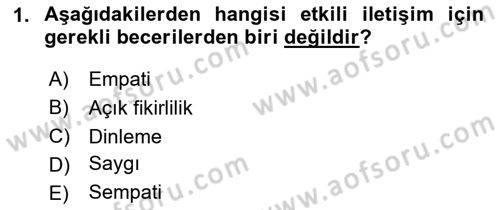 Halkla İlişkilerde Etkili İletişim Dersi 2024 - 2025 Yılı (Final) Dönem Sonu Sınav Soruları 1. Soru