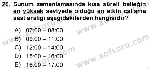 Halkla İlişkilerde Etkili İletişim Dersi 2024 - 2025 Yılı (Final) Dönem Sonu Sınav Soruları 20. Soru