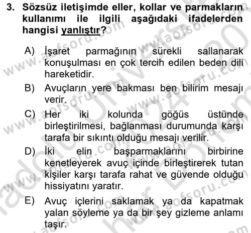 Halkla İlişkilerde Etkili İletişim Dersi 2024 - 2025 Yılı (Final) Dönem Sonu Sınav Soruları 3. Soru