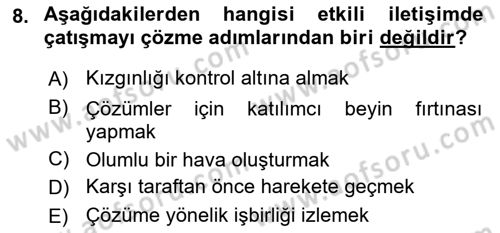Halkla İlişkilerde Etkili İletişim Dersi 2024 - 2025 Yılı (Final) Dönem Sonu Sınav Soruları 8. Soru